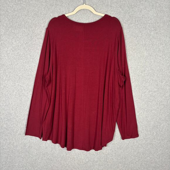 Lane‎ Bryant Shirt 22 24 Burgundy Tunic Thin Soft Basic Everyday Stretch Moody - Picture 7 of 9